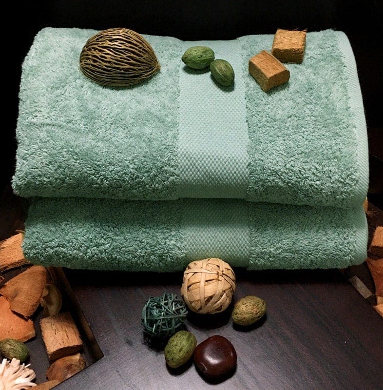 Blossom Green Bath Towels 2 Badlakan (90x160cm) - 2 Pack - Blossom Green 100% Egyptiska bomullshanddukar