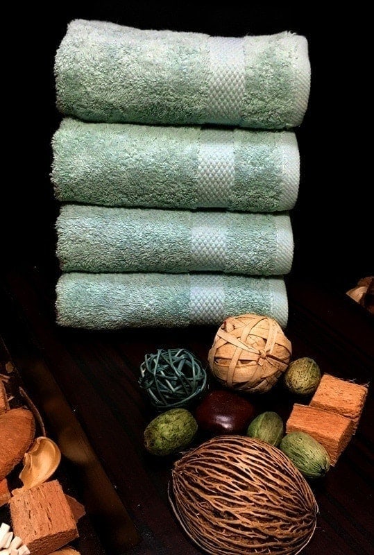 Blossom Green Guest Towels 1 Guest Towels Pack of 2 (30x50cm) - Blossom Green 100% egyptian cotton towels